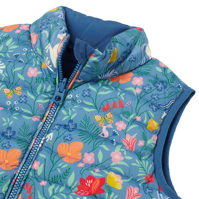 Joules Girl's Hayden Reversible Gilet - Blue Horse Floral-4